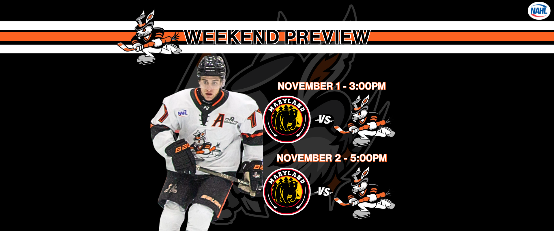 November 1 & 2 Preview Article Weekend Preview: November 1 & 2 — Division-Leading Black Bears Visit Hat City