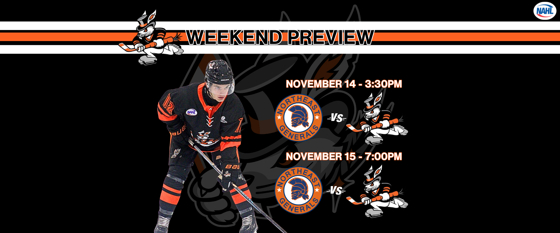November 14 & 15 Preview Article Weekend Preview: Hat Tricks Host Generals for Military Appreciation Weekend — Nov. 14 & 15
